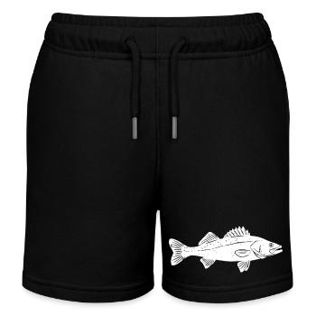 Großer Zander Fisch Fang Vektor - Kinder Organic Joggingshorts Mini Bolter von Stanley/Stella - Schwarz - Vorne