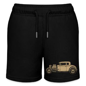 Hot Rod Vintage Illustration – V8 Custom Car - Kinder Organic Joggingshorts Mini Bolter von Stanley/Stella - Schwarz - Vorne