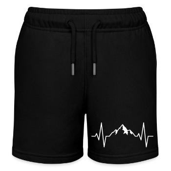 Mountain Heartbeat Heartbeat Pulse Alpine - Kids Organic Sweat Shorts by Stanley/Stella - black - Front
