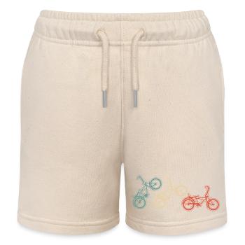 BMX Bike Moves Graphic in Vintage Style - Kids Organic Sweat Shorts by Stanley/Stella - soft Ecru - Front