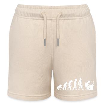 Computer PC Evolution Computer Scientist Programmer - Kids Organic Sweat Shorts by Stanley/Stella - soft Ecru - Front