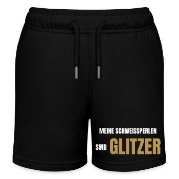 Meine Schweißperlen sind Glitzer - Kinder Organic Joggingshorts Mini Bolter von Stanley/Stella - Schwarz - Vorne