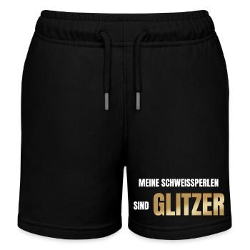 Meine Schweißperlen sind Glitzer - Kinder Organic Joggingshorts Mini Bolter von Stanley/Stella - Schwarz - Vorne