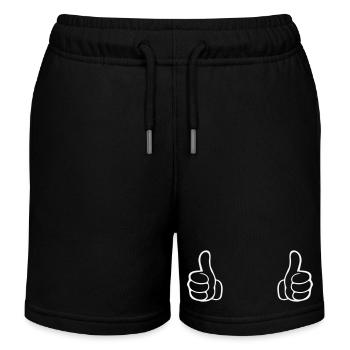 Double thumb outline shirt motif - Kids Organic Sweat Shorts by Stanley/Stella - black - Front