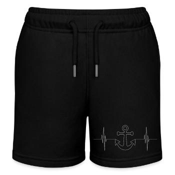 Anchor heartbeat - Kids Organic Sweat Shorts by Stanley/Stella - black - Front