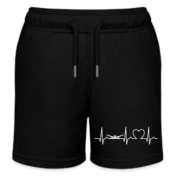 Heart Curve, ECG, Swimming, Butterfly, Swimming Pool - Kids Organic Sweat Shorts by Stanley/Stella - black - Front