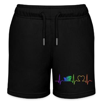 Heart Curve - Fool's Cap - Rainbow - Carnival - Kids Organic Sweat Shorts by Stanley/Stella - black - Front