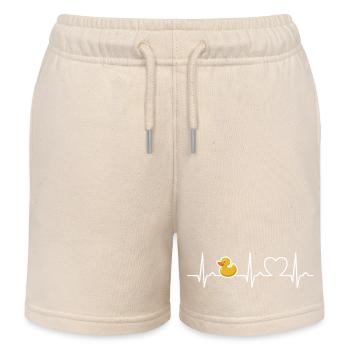 EKG Kurve - Herzkurve - Puls - Gummi Ente - Kinder Organic Joggingshorts Mini Bolter von Stanley/Stella - Natur - Vorne
