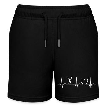 Herzkurve Gewichtheben - Kraftsport, EKG, Puls - Kinder Organic Joggingshorts Mini Bolter von Stanley/Stella - Schwarz - Vorne