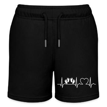 Courbe ECG - Courbe cardiaque - Bébé - Jumeaux - Short de jogging enfant bio Stanley/Stella - noir - Devant
