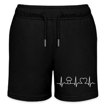 Heart Curve - Mushroom Picker - Mushrooms - Spell - Kids Organic Sweat Shorts by Stanley/Stella - black - Front