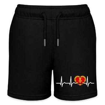 Herzkurve DDR, EKG, Puls, Geschenk - Kinder Organic Joggingshorts Mini Bolter von Stanley/Stella - Schwarz - Vorne