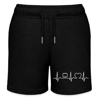 Courbe ECG - Courbe du cœur - Pierres de serrage - Short de jogging enfant bio Stanley/Stella - noir - Devant