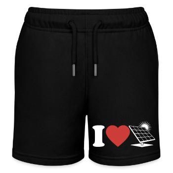 J’aime le photovoltaïque - Cœur - Énergie renouvelable - Short de jogging enfant bio Stanley/Stella - noir - Devant