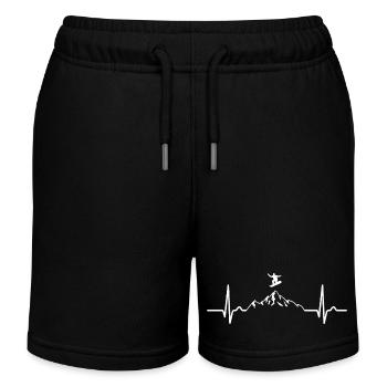EKG Kurve - Herzkurve - Puls - Snowboard - Berge - Kinder Organic Joggingshorts Mini Bolter von Stanley/Stella - Schwarz - Vorne