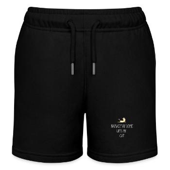 yoga namastay home cat cat sport cobra position - Kids Organic Sweat Shorts by Stanley/Stella - black - Front