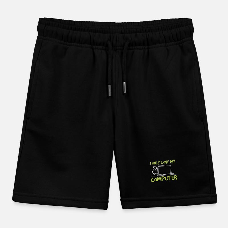 I only love me computer - I love my computer Kids Organic Sweat Shorts by Stanley/Stella