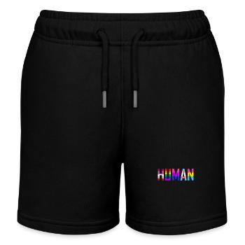 HUMAN Flag LGBT Gay Pride Month Transgender Tshirt - Kids Organic Sweat Shorts by Stanley/Stella - black - Front