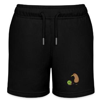 Oiseau kiwi avec un kiwi tranché - Short de jogging enfant bio Stanley/Stella - noir - Devant