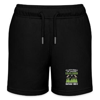 Leg dich niemals mit unserem Frauchen an - Wir ... - Kinder Organic Joggingshorts Mini Bolter von Stanley/Stella - Schwarz - Vorne