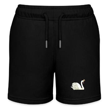 Swan Birds Wildlife King Majesty Swans Animal - Kids Organic Sweat Shorts by Stanley/Stella - black - Front