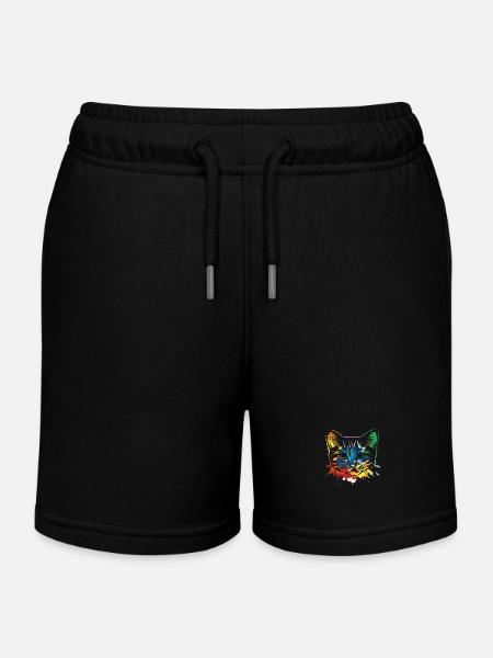 Katze Pop Art - Kinder Organic Joggingshorts Mini Bolter von Stanley/Stella - Schwarz