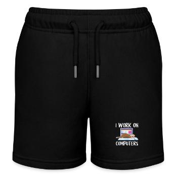 I work on computers Computer Progammierer Geschen - Kinder Organic Joggingshorts Mini Bolter von Stanley/Stella - Schwarz - Vorne