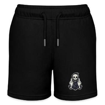 Grim reaper shows both middle fingers - Kids Organic Sweat Shorts by Stanley/Stella - black - Front