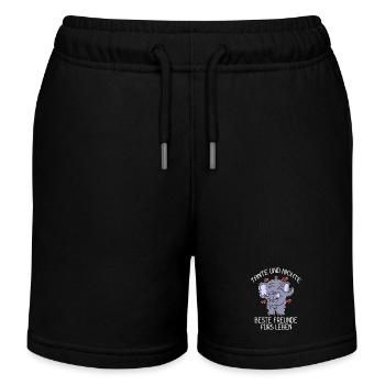 Tante und Nichte Bindung Beste Freunde Elefanten - Kinder Organic Joggingshorts Mini Bolter von Stanley/Stella - Schwarz - Vorne