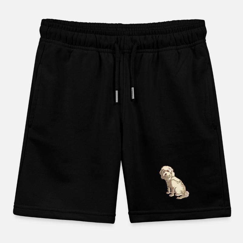 Cockapoo dog drawing of a cockapoo Kids Organic Sweat Shorts by Stanley/Stella