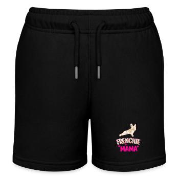 Französische Bulldogge Frenchie Mama - Kinder Organic Joggingshorts Mini Bolter von Stanley/Stella - Schwarz - Vorne