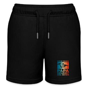 Keine Panik Papa repariert das schon Retro - Kinder Organic Joggingshorts Mini Bolter von Stanley/Stella - Schwarz - Vorne
