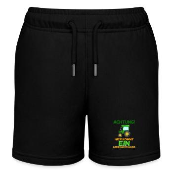 Achtung Kindergartenkind Traktor - Kinder Organic Joggingshorts Mini Bolter von Stanley/Stella - Schwarz - Vorne