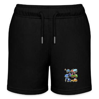 Construction site vehicles - Kids Organic Sweat Shorts by Stanley/Stella - black - Front