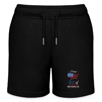 4th July Independence Day USA - Kids Organic Sweat Shorts by Stanley/Stella - black - Front