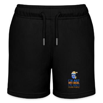 Eule Faul - Kinder Organic Joggingshorts Mini Bolter von Stanley/Stella - Schwarz - Vorne