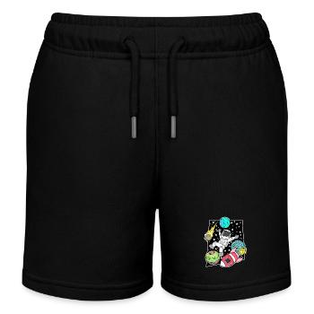 Astronaut im Weltall mit Rakete - Kinder Organic Joggingshorts Mini Bolter von Stanley/Stella - Schwarz - Vorne