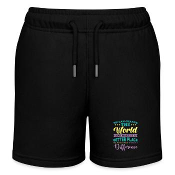 Beautiful saying better world - Kids Organic Sweat Shorts by Stanley/Stella - black - Front