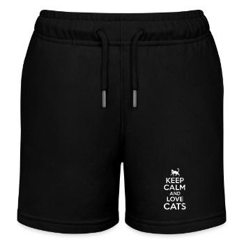 Keep calm cat - Kids Organic Sweat Shorts by Stanley/Stella - black - Front