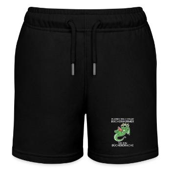 Bücher Drache Drachen - Kinder Organic Joggingshorts Mini Bolter von Stanley/Stella - Schwarz - Vorne