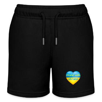 Stand with Ukraine Herz gelb blaue Flagge Ukraine - Kinder Organic Joggingshorts Mini Bolter von Stanley/Stella - Schwarz - Vorne