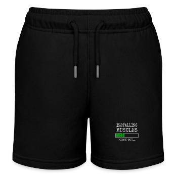 Installing Muscles Muscles Installs Gym Workout - Kids Organic Sweat Shorts by Stanley/Stella - black - Front