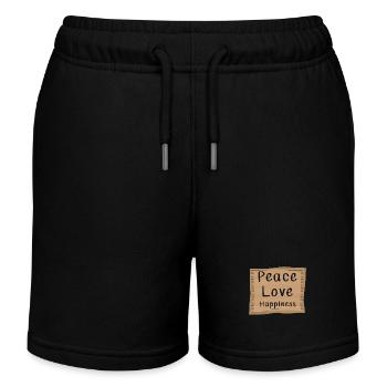 Political Statement Love Happiness Peace - Kids Organic Sweat Shorts by Stanley/Stella - black - Front