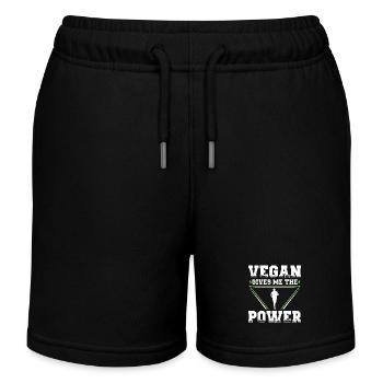 Vegan Gibt Mir Die Kraft Vegane Vegetarische - Kinder Organic Joggingshorts Mini Bolter von Stanley/Stella - Schwarz - Vorne