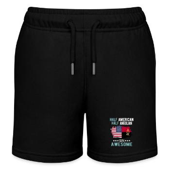 Half American Half Angolier - Kids Organic Sweat Shorts by Stanley/Stella - black - Front