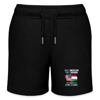 Half American Half Hungarian - Kids Organic Sweat Shorts by Stanley/Stella - black - Front
