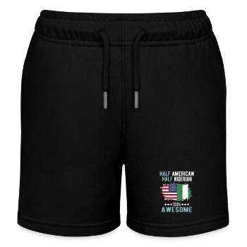 Half American Half Nigerian - Kids Organic Sweat Shorts by Stanley/Stella - black - Front