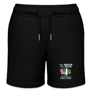 Halb Amerikaner Halb Pakistaner - Kinder Organic Joggingshorts Mini Bolter von Stanley/Stella - Schwarz - Vorne