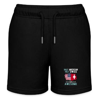 Half American Half Swiss - Kids Organic Sweat Shorts by Stanley/Stella - black - Front