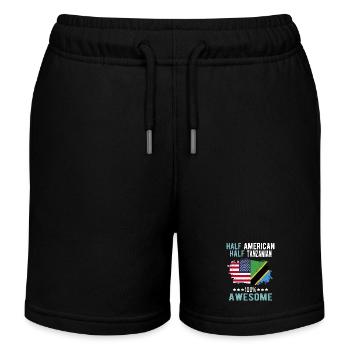 Half American Half Tanzanian - Kids Organic Sweat Shorts by Stanley/Stella - black - Front
